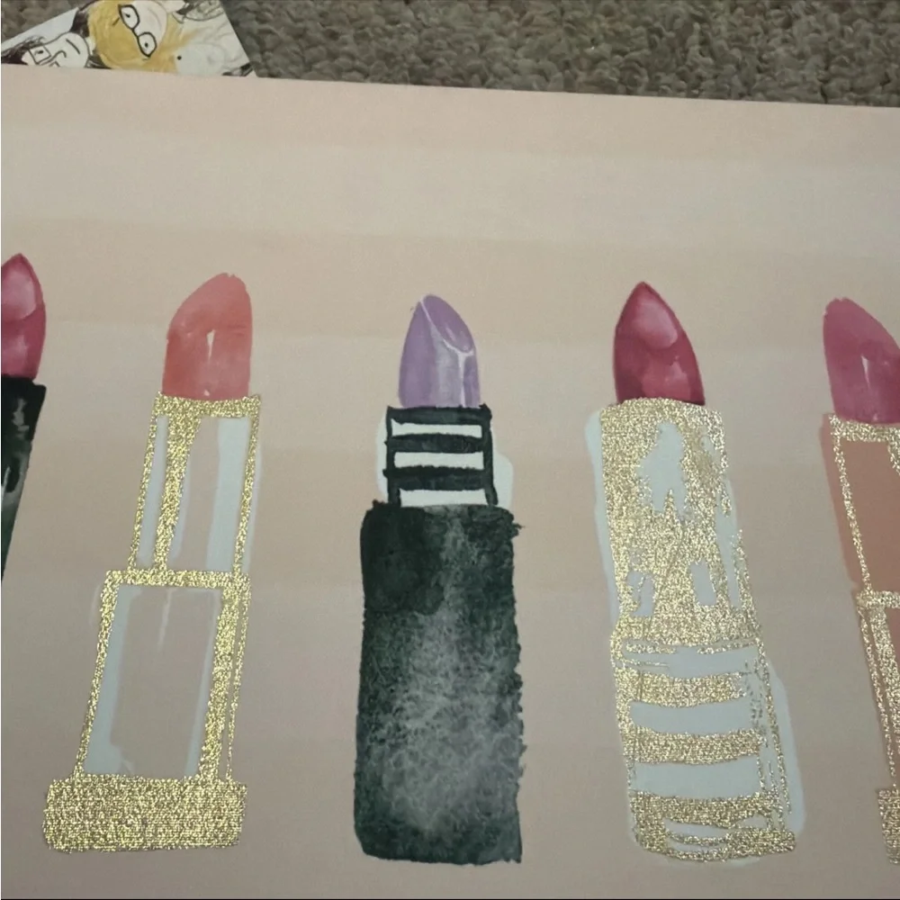 Framed Wall Art Canvas Print - Stylish Multi Color Lipstick Collection